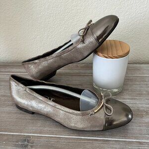 AGL Attilio Giusti Leombruni Metallic Taupe Ballet Flats EU 39.5 US 9